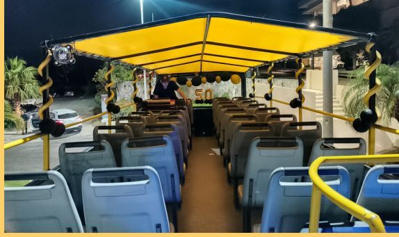 decoracion de globos para autobuses en cancun
